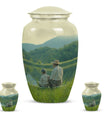 father son fishing urn