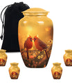 Classic 10-inch cardinal bird urn, designed for cremation.