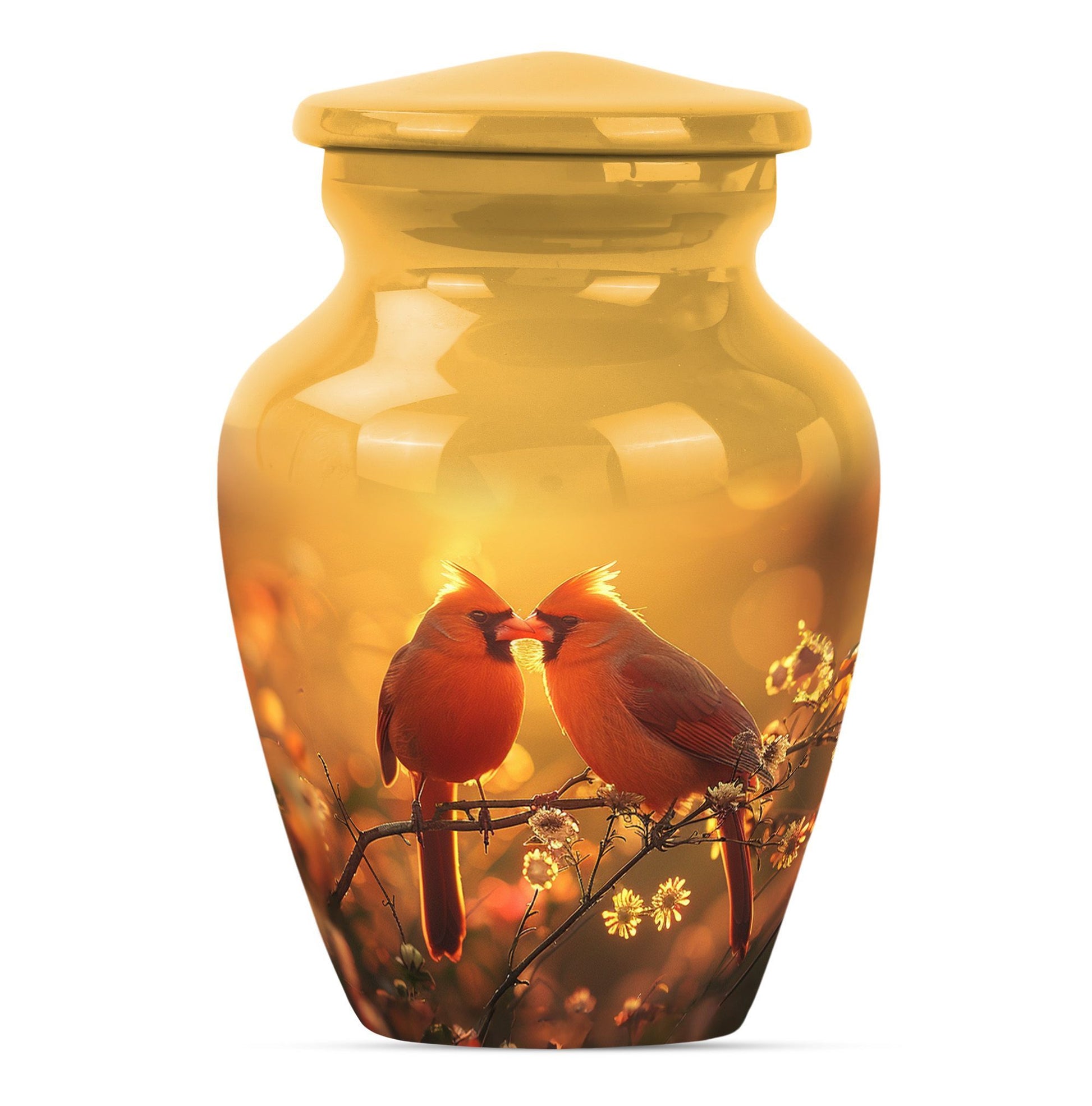 Classic 10-inch cardinal bird urn, designed for cremation.