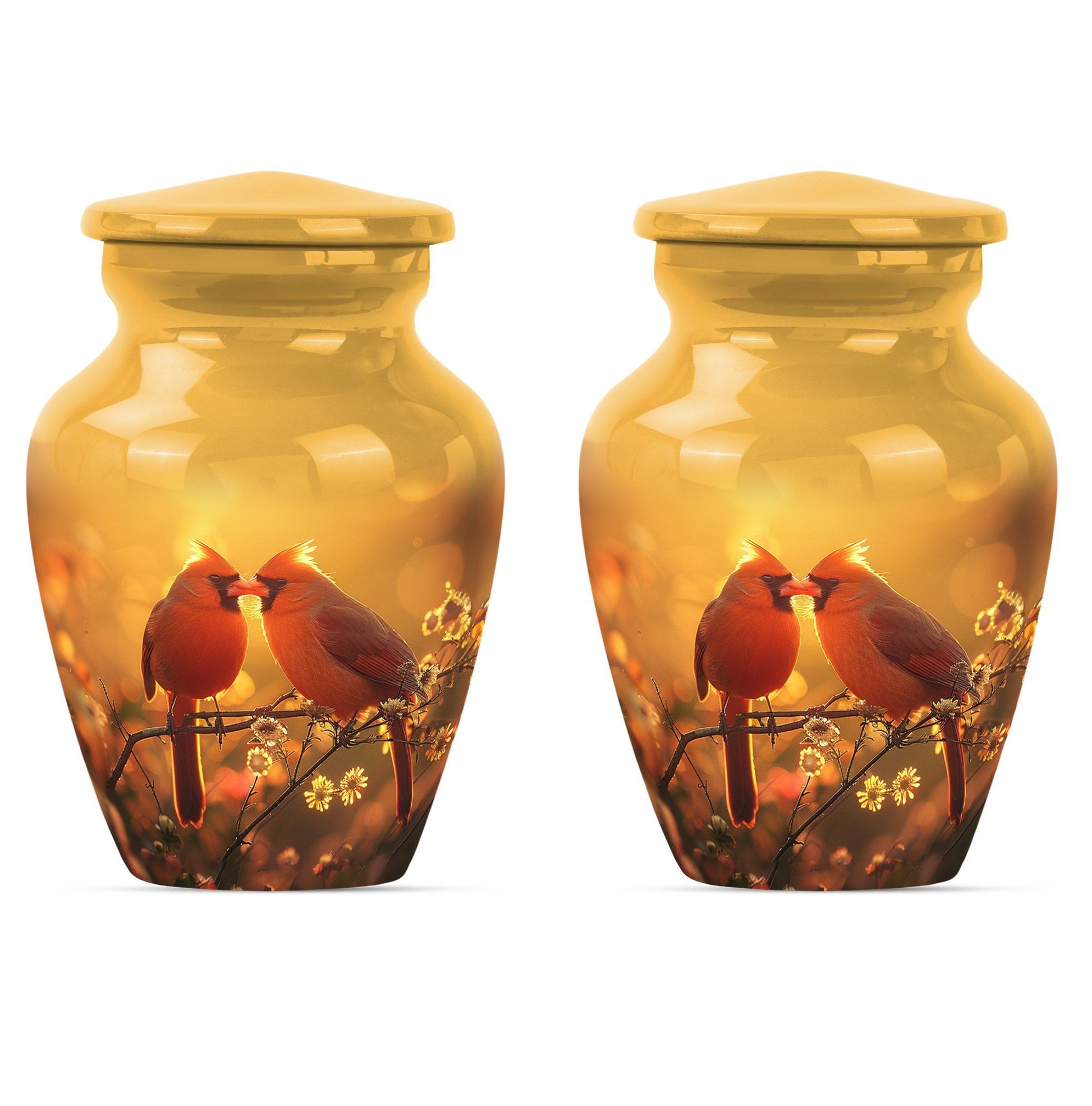 Classic 10-inch cardinal bird urn, designed for cremation.