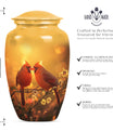 Classic 10-inch cardinal bird urn, designed for cremation.