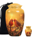 Classic 10-inch cardinal bird urn, designed for cremation.