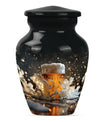 beer urn with wolf howling 