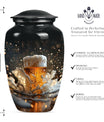 beer urn with wolf howling 