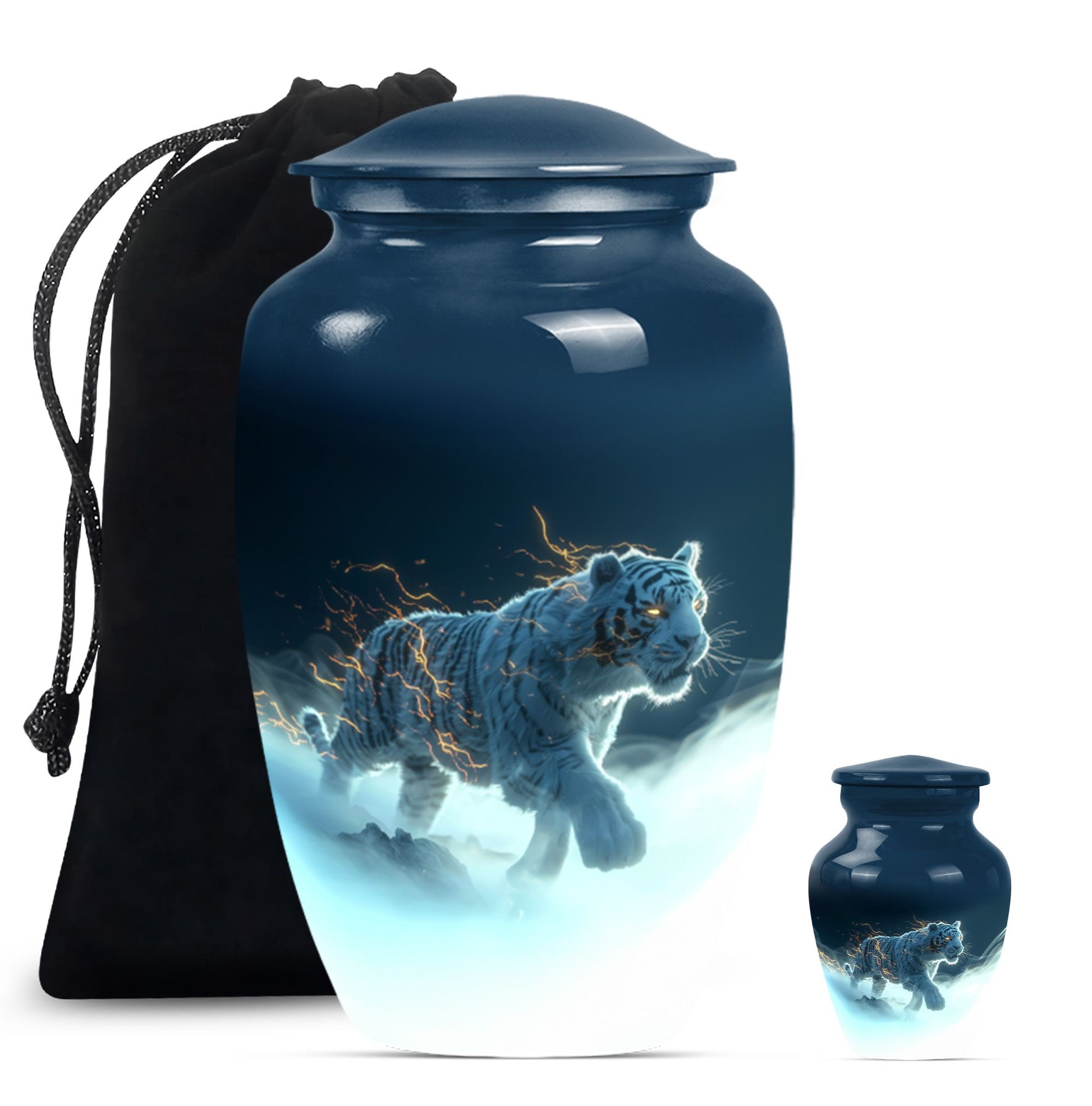 10-inch tiger urn, classic large burial urn for women.