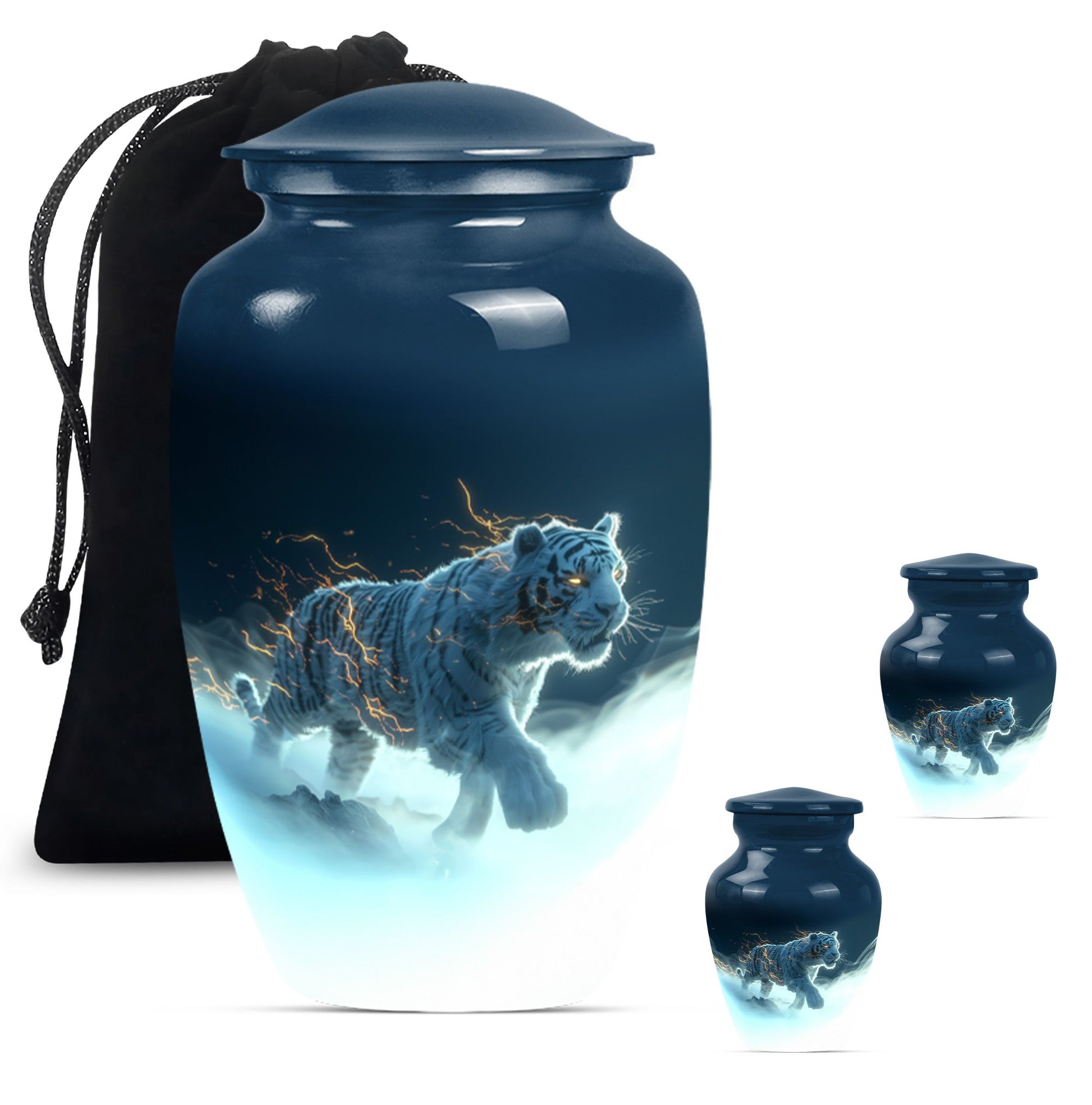 10-inch tiger urn, classic large burial urn for women.