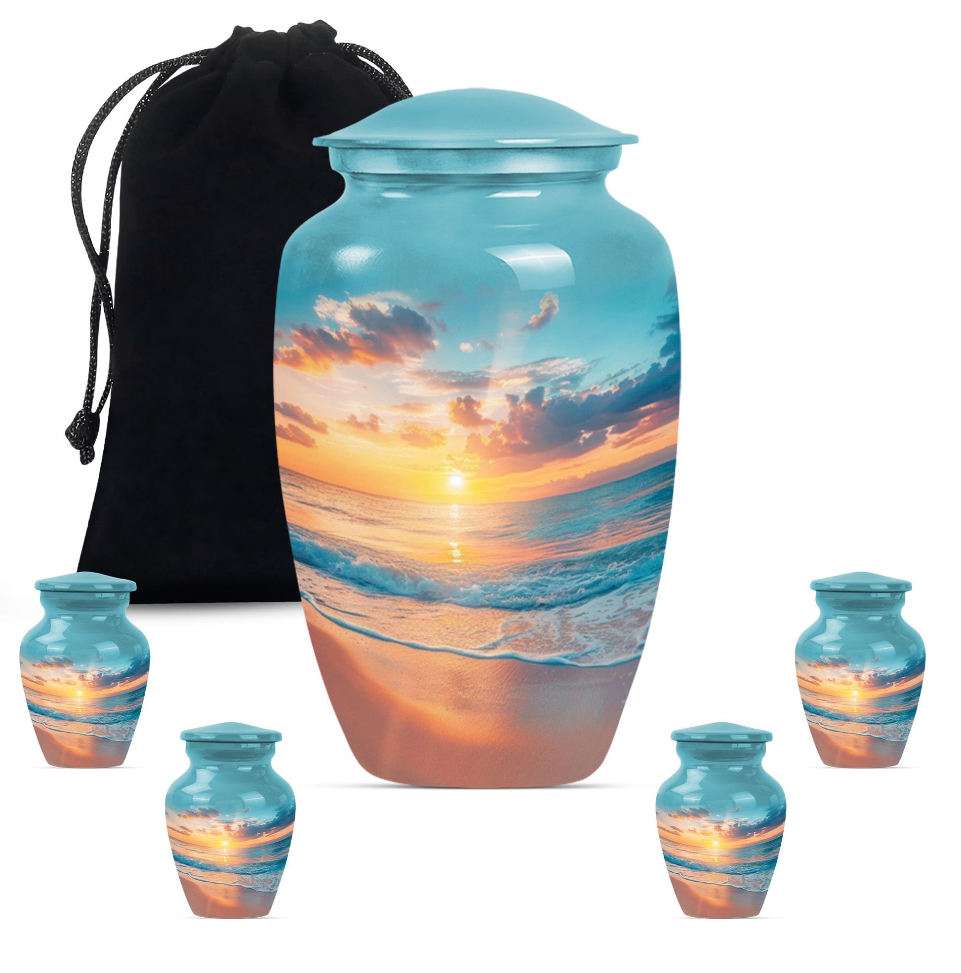 Sunset Beach Urn in classic design with wolf howling theme.