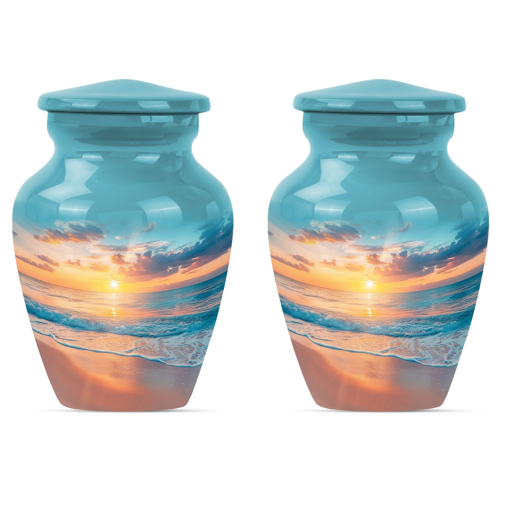 Sunset Beach Urn in classic design with wolf howling theme.