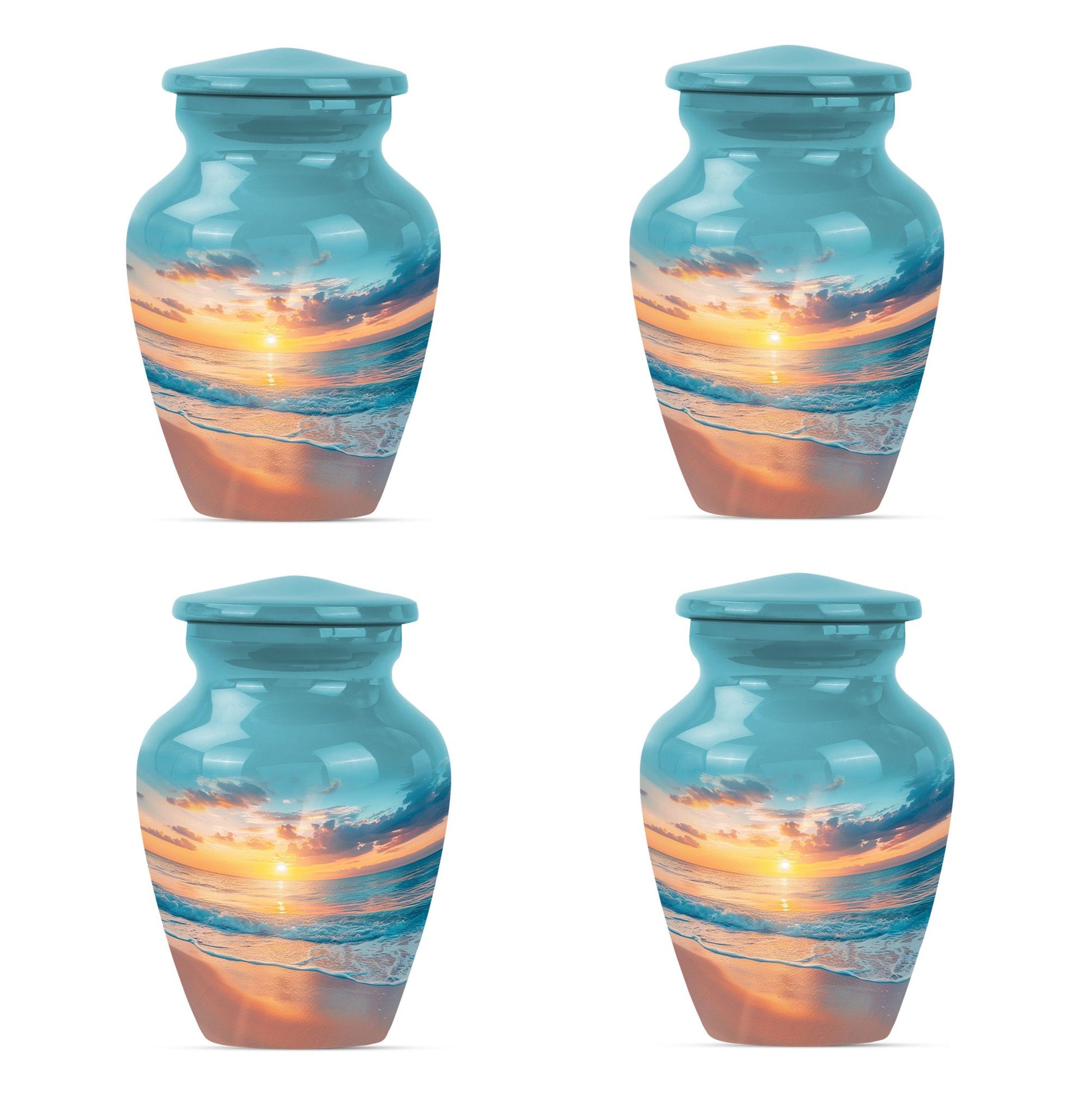 Sunset Beach Urn in classic design with wolf howling theme.