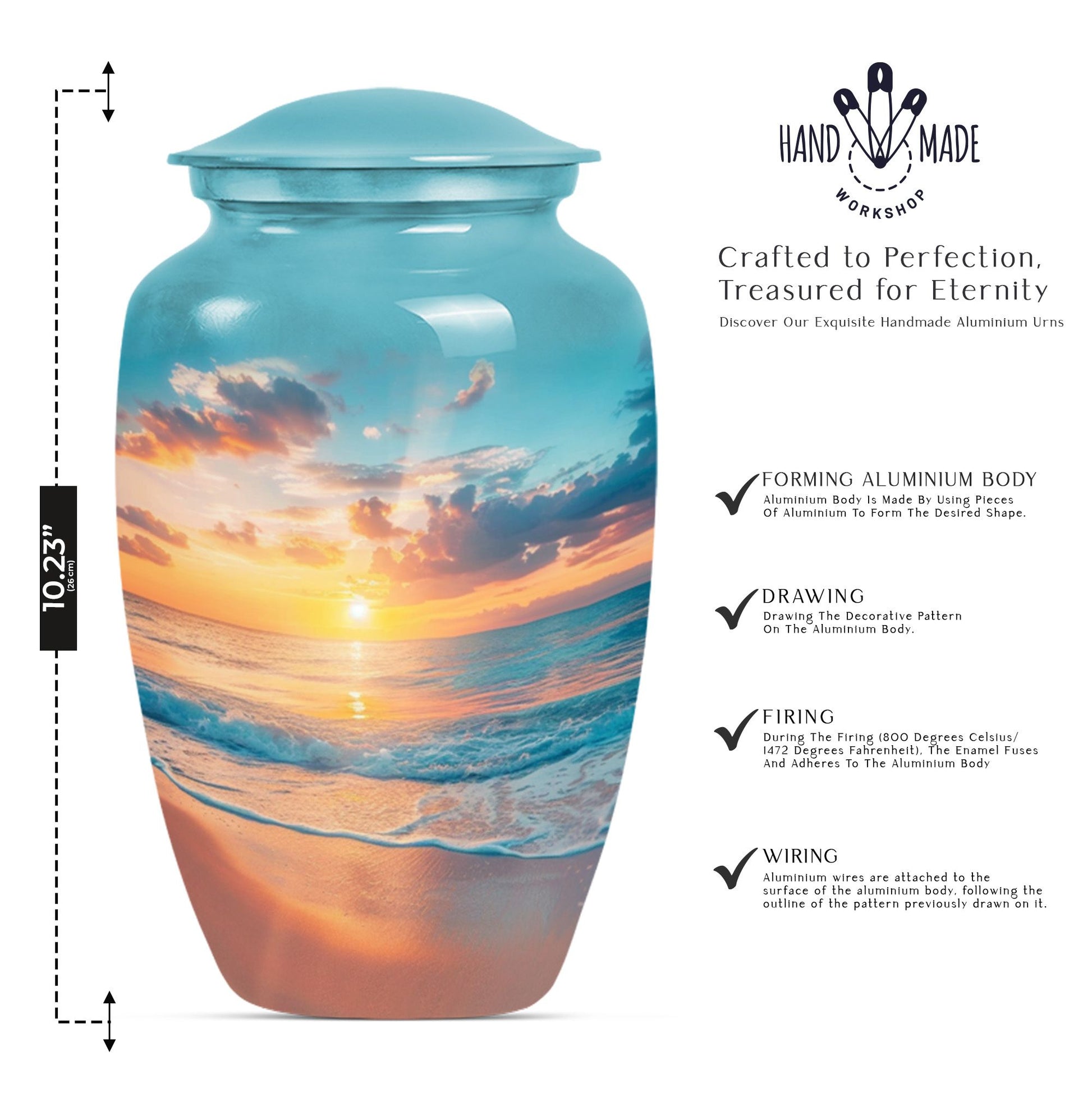 Sunset Beach Urn in classic design with wolf howling theme.