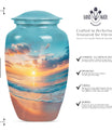 Sunset Beach Urn in classic design with wolf howling theme.