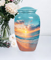 Sunset Beach Urn in classic design with wolf howling theme.