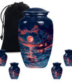 Night Beach Urn with Wolf Howling Design, 