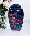 Night Beach Urn with Wolf Howling Design, 