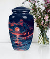 Night Beach Urn with Wolf Howling Design, 