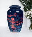 Night Beach Urn with Wolf Howling Design, 