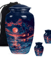 Night Beach Urn with Wolf Howling Design, 