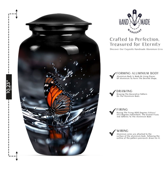  Butterfly Urn with Wolf Howling Theme for Human Ashes