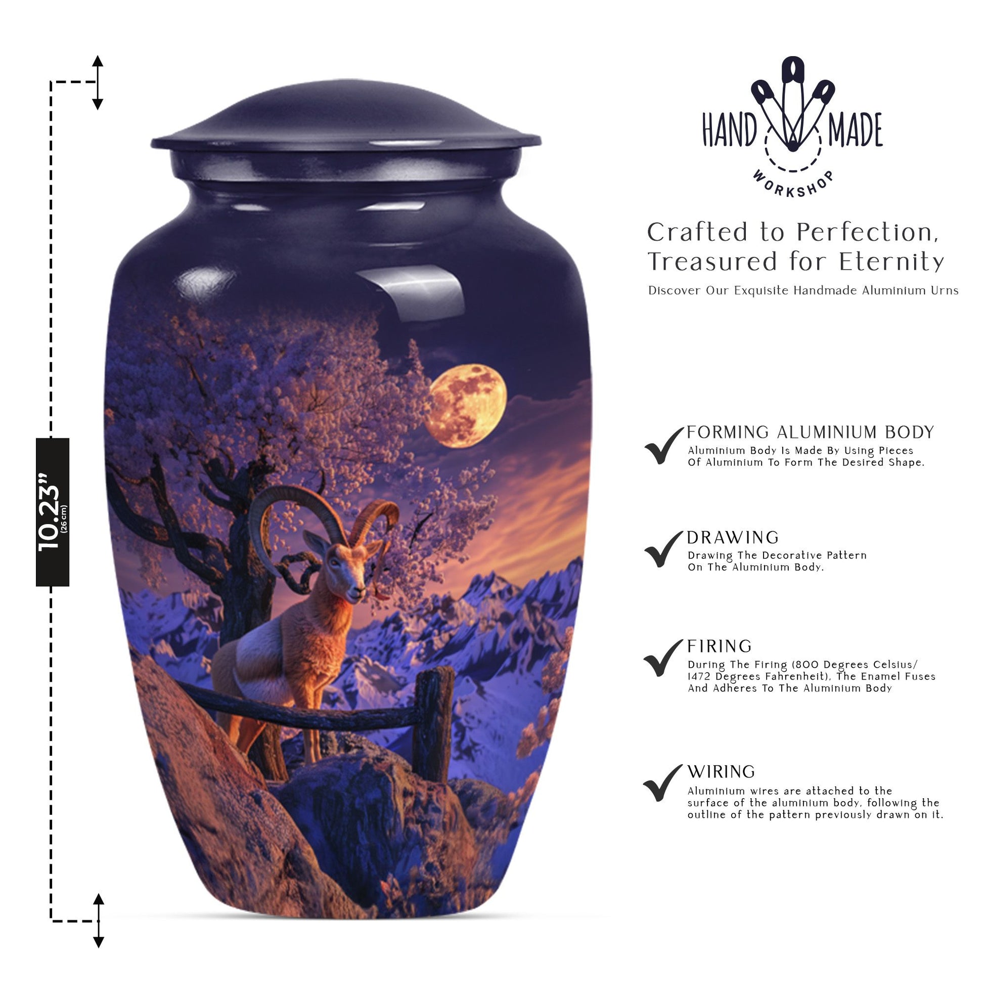 Goat Urn, aluminium burial funeral urns for Men's ashes