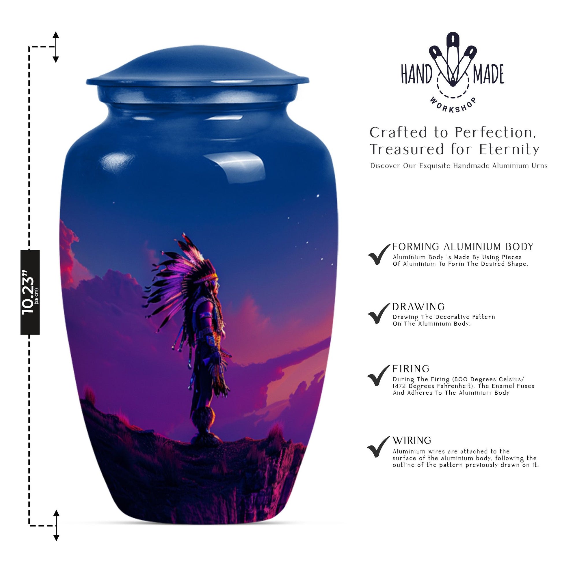 Classic 10-inch howling wolf-themed tribe man urn made 