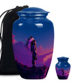 Classic 10-inch howling wolf-themed tribe man urn made 