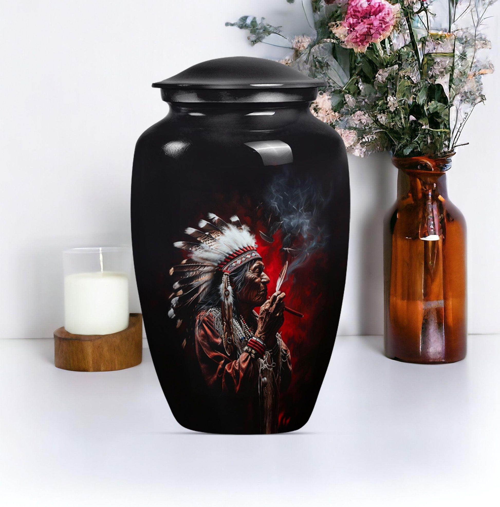 Urn with wolf howling