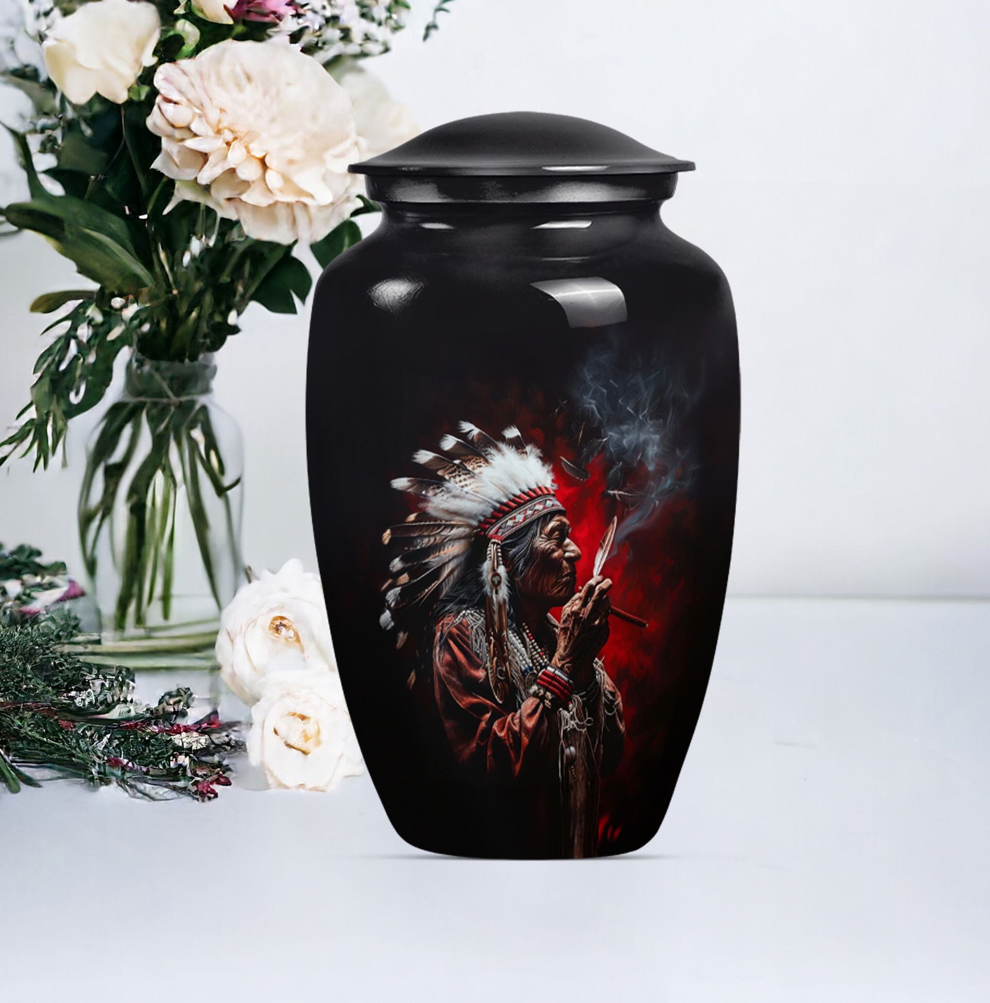 Urn with wolf howling