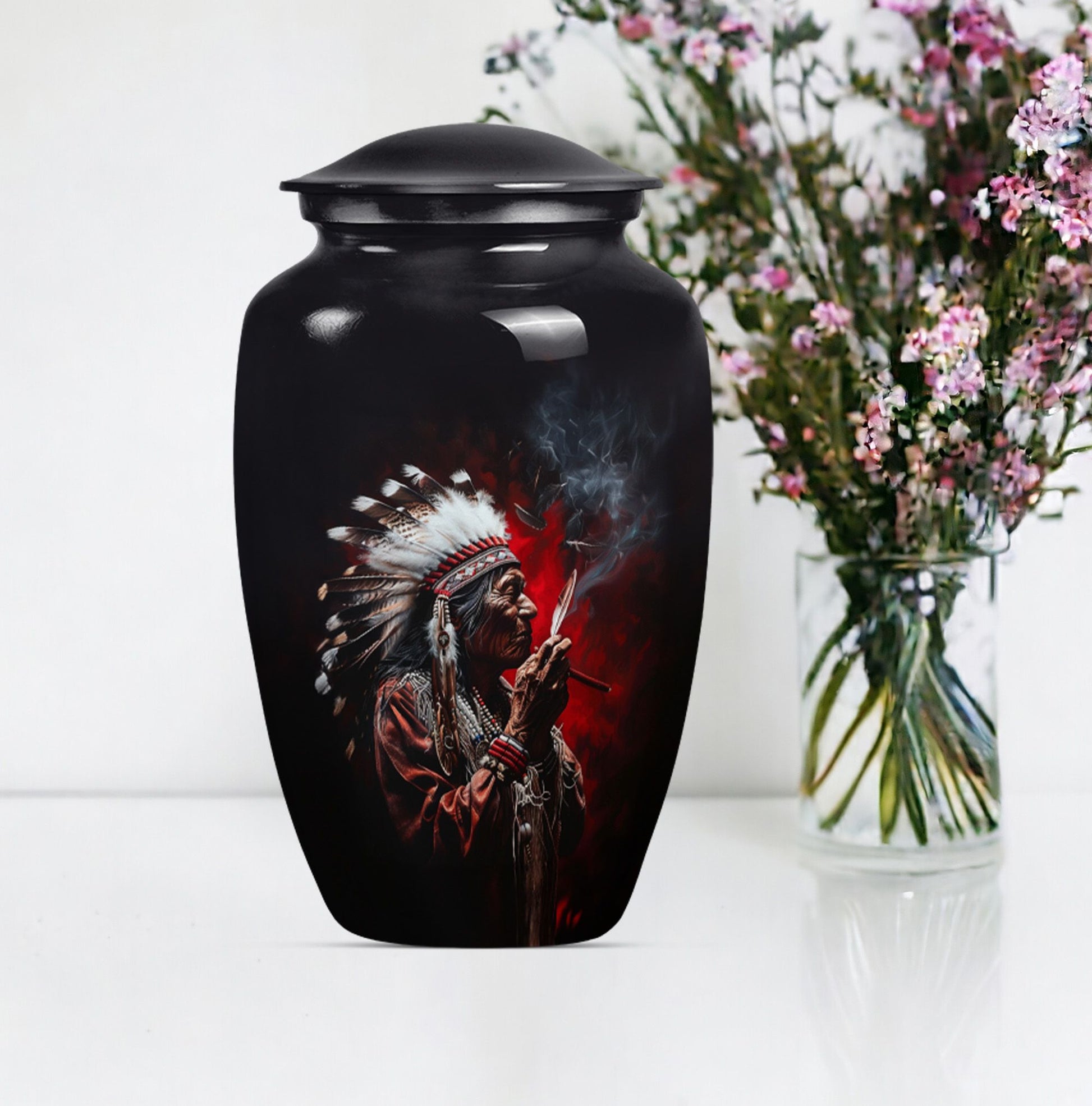 Urn with wolf howling