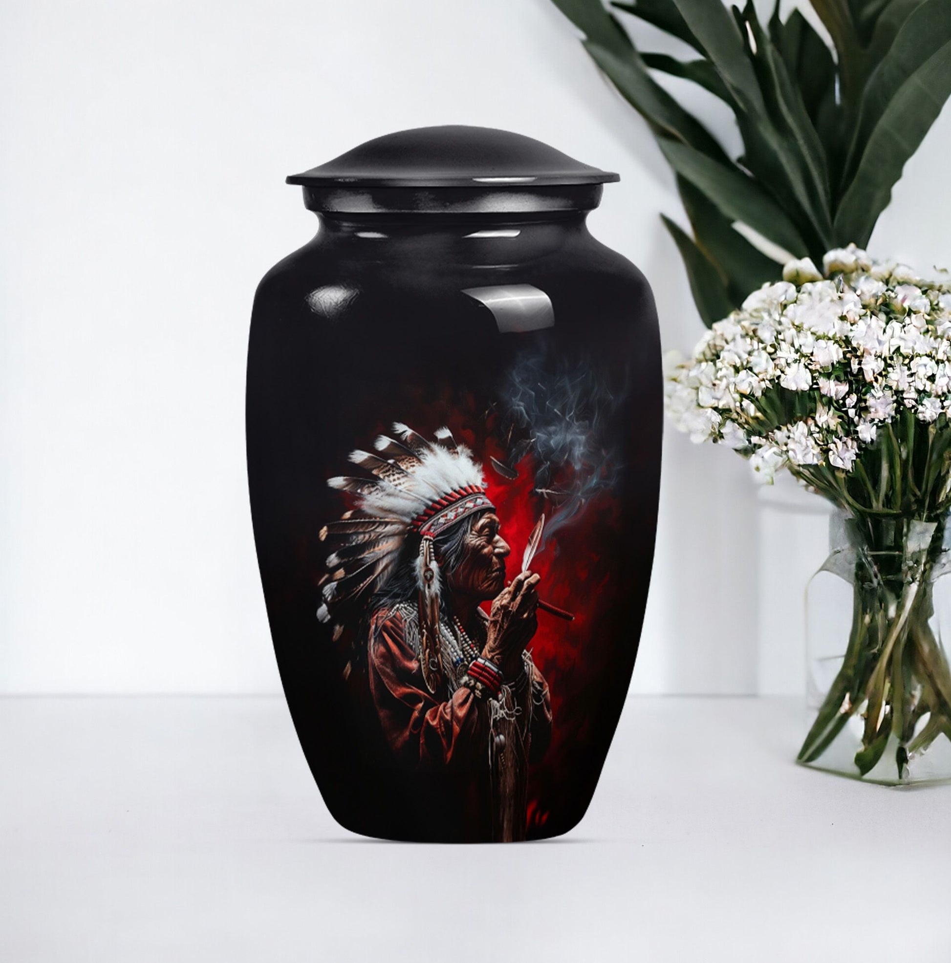 Urn with wolf howling