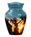 Classic 10-inch Tribe Man Urn with Wolf Howling theme.