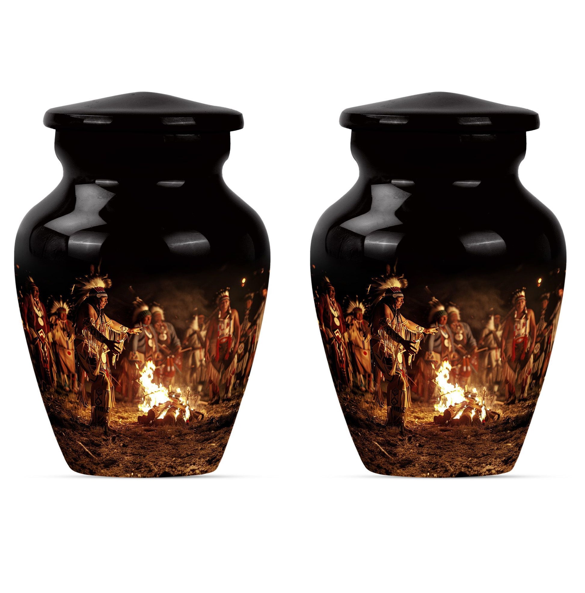 10-inch Tribe Man Urn, classic howling wolf theme.