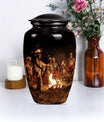 10-inch Tribe Man Urn, classic howling wolf theme.