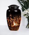 10-inch Tribe Man Urn, classic howling wolf theme.