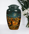 10-inch tribe Man Urn with Wolf Howling theme.