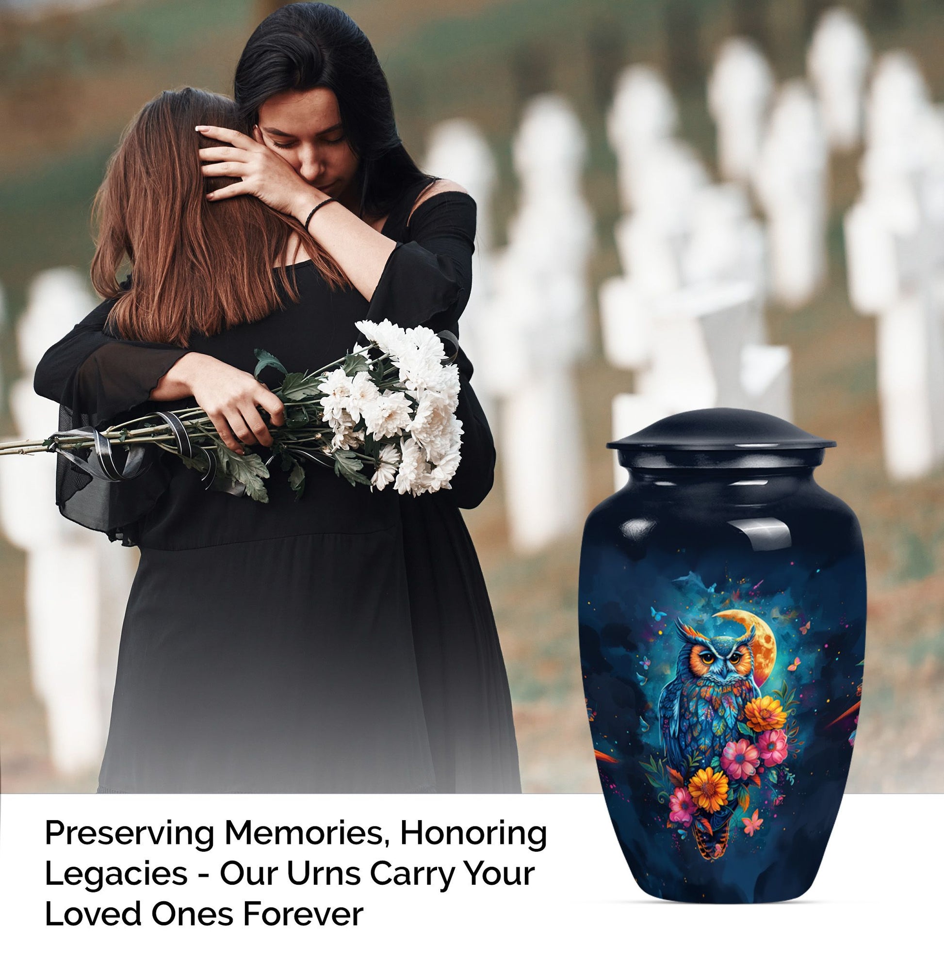 Owl-themed cremation urn for dad