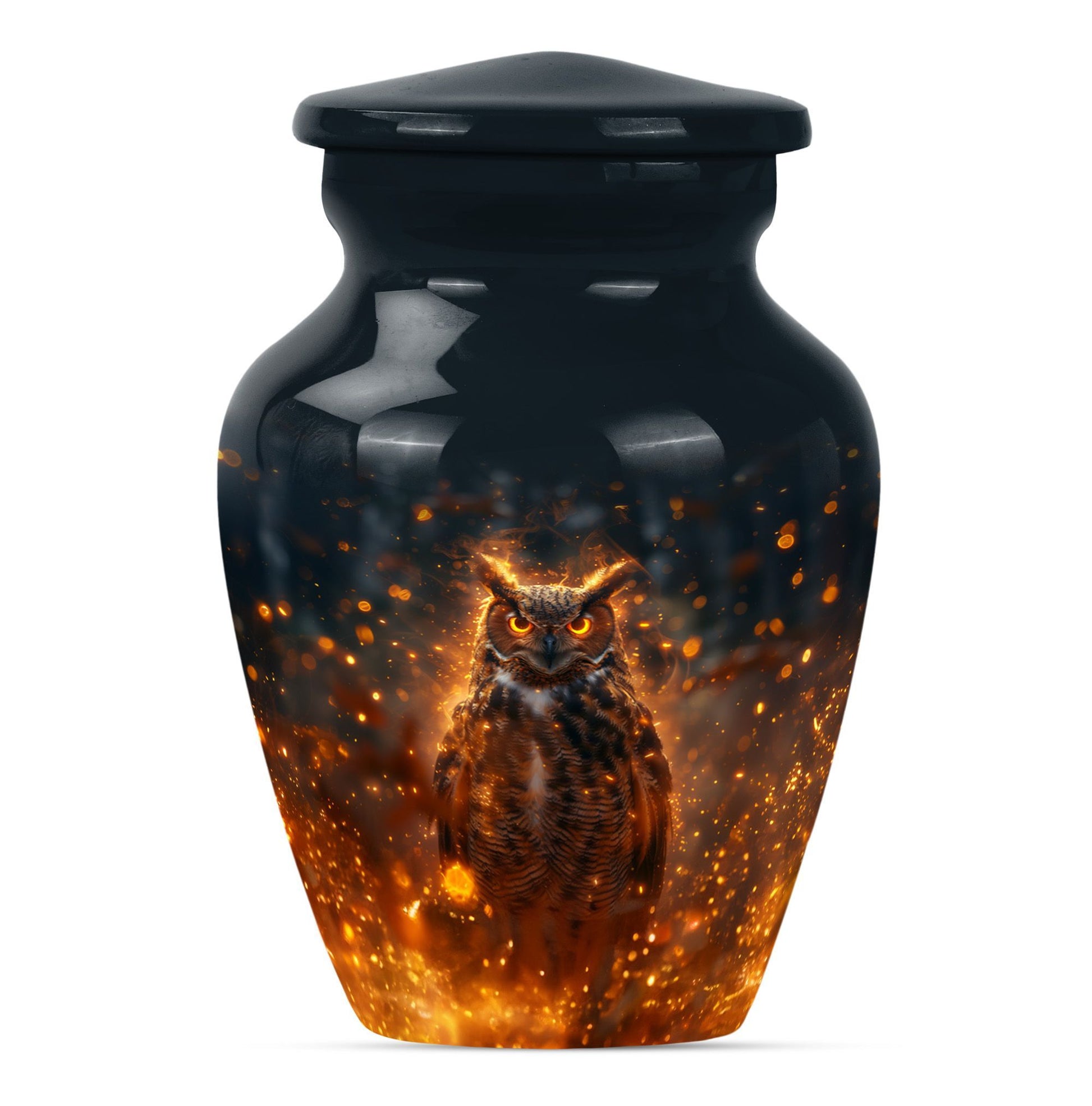 owl urn, used as a memorial urn 