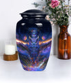 Classic 10 inch owl urn with a wolf howling theme.