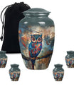 10-inch Classic Owl Urn with Wolf Howling Theme.