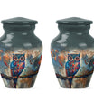 10-inch Classic Owl Urn with Wolf Howling Theme.