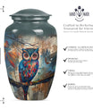 10-inch Classic Owl Urn with Wolf Howling Theme.