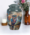 10-inch Classic Owl Urn with Wolf Howling Theme.