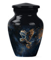 Owl memorial urn, with howling wolf 