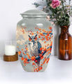 10-inch classic owl urn with wolf howling theme.