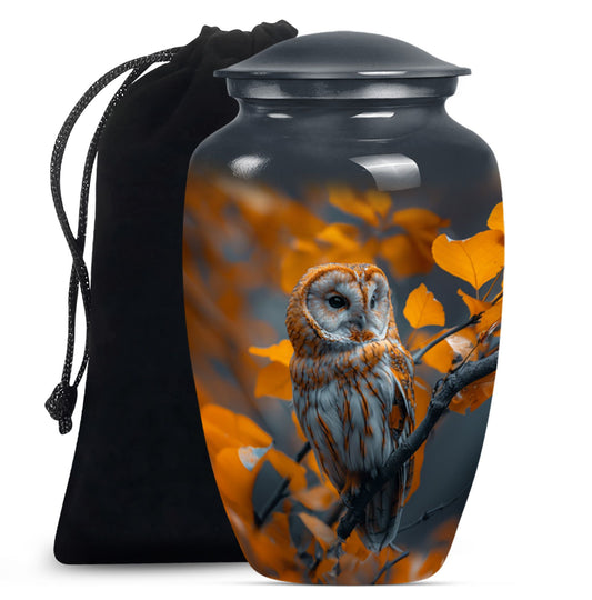 owl urn with wolf howling 