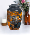 owl urn with wolf howling 