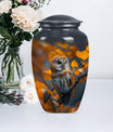 owl urn with wolf howling 