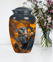 owl urn with wolf howling 