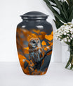 owl urn with wolf howling 