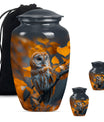 owl urn with wolf howling 