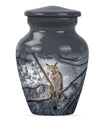 10-inch owl urn, aluminum funeral urn with a wolf howling.